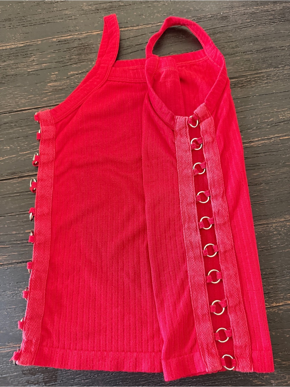 Red Ribbed Tank Top - Picture 2 of 4